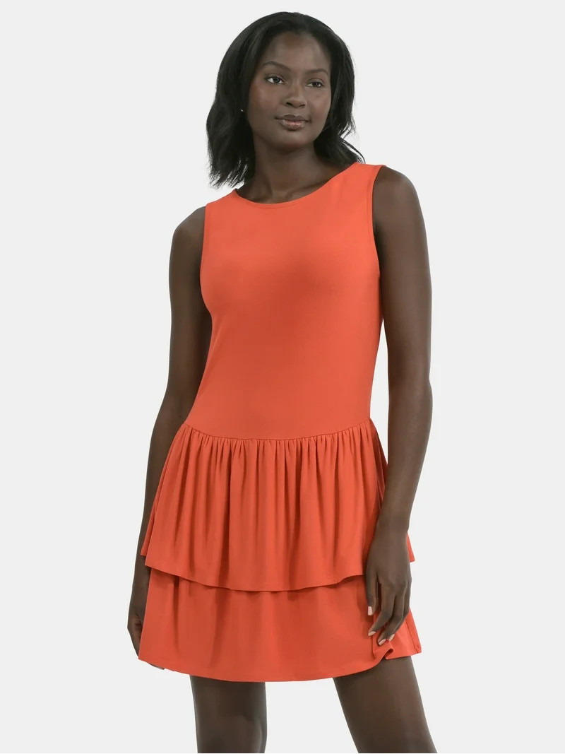 Time and Tru Women's Ruffle Knit Mini Dress, XS-XXXL | Walmart (US)