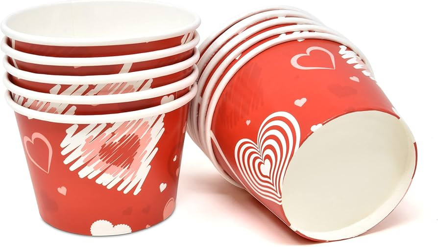 Gift Boutique 48 Count Valentine's Day Treat Snack Cups 10 Oz. Disposable Paper Cup Dessert Ice C... | Amazon (US)