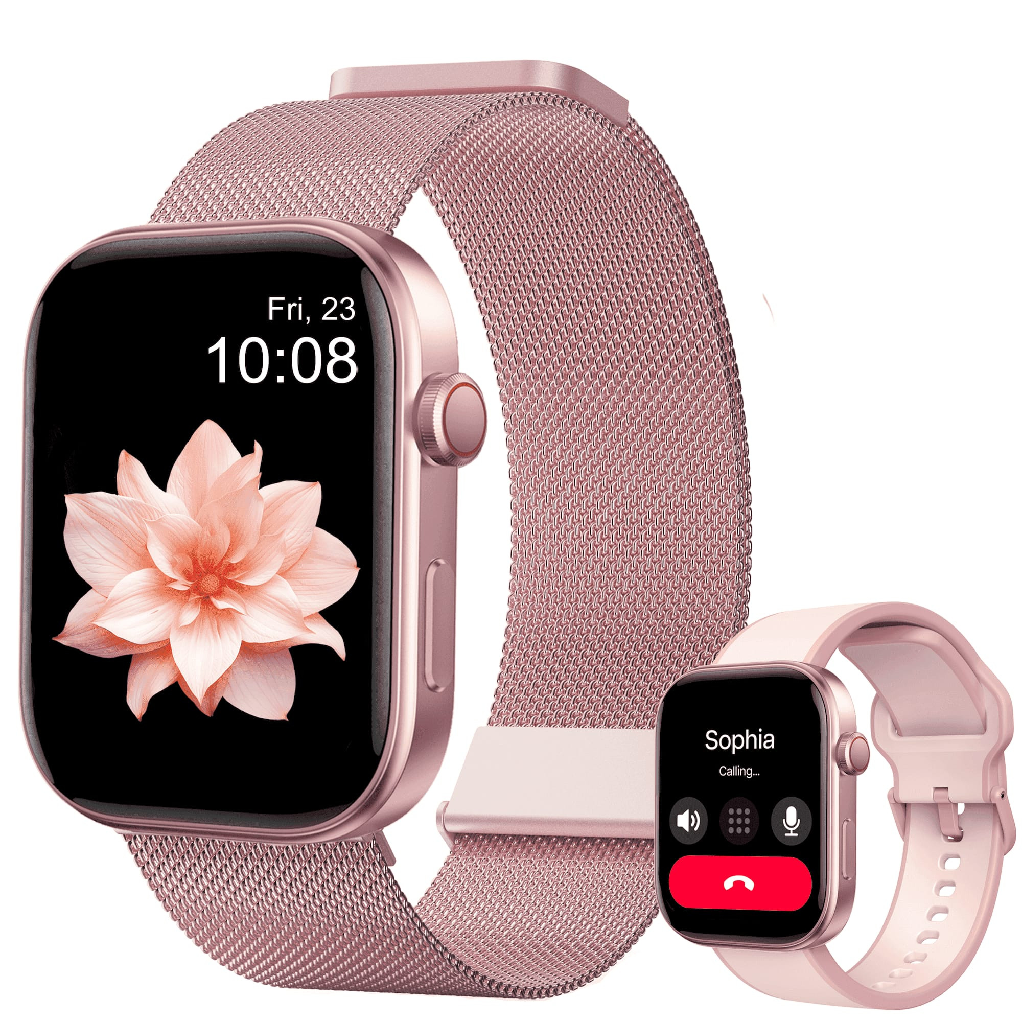 MiracoRun - Smartwatch 1.99" AMOLED for Android & iPhone with Bluetooth Calls, 100+ Sports Modes, Water Resistant - Rose Pink - (2026) | Best Buy U.S.