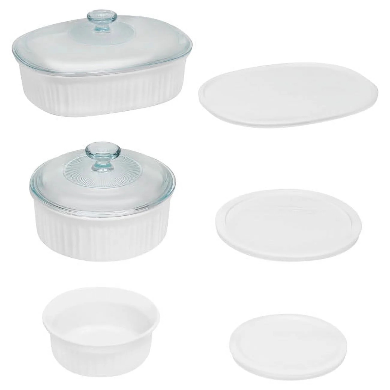 CorningWare French White 8-Piece Ceramic Stoneware Casserole Set with Glass and Plastic Lids, Rou... | Walmart (US)