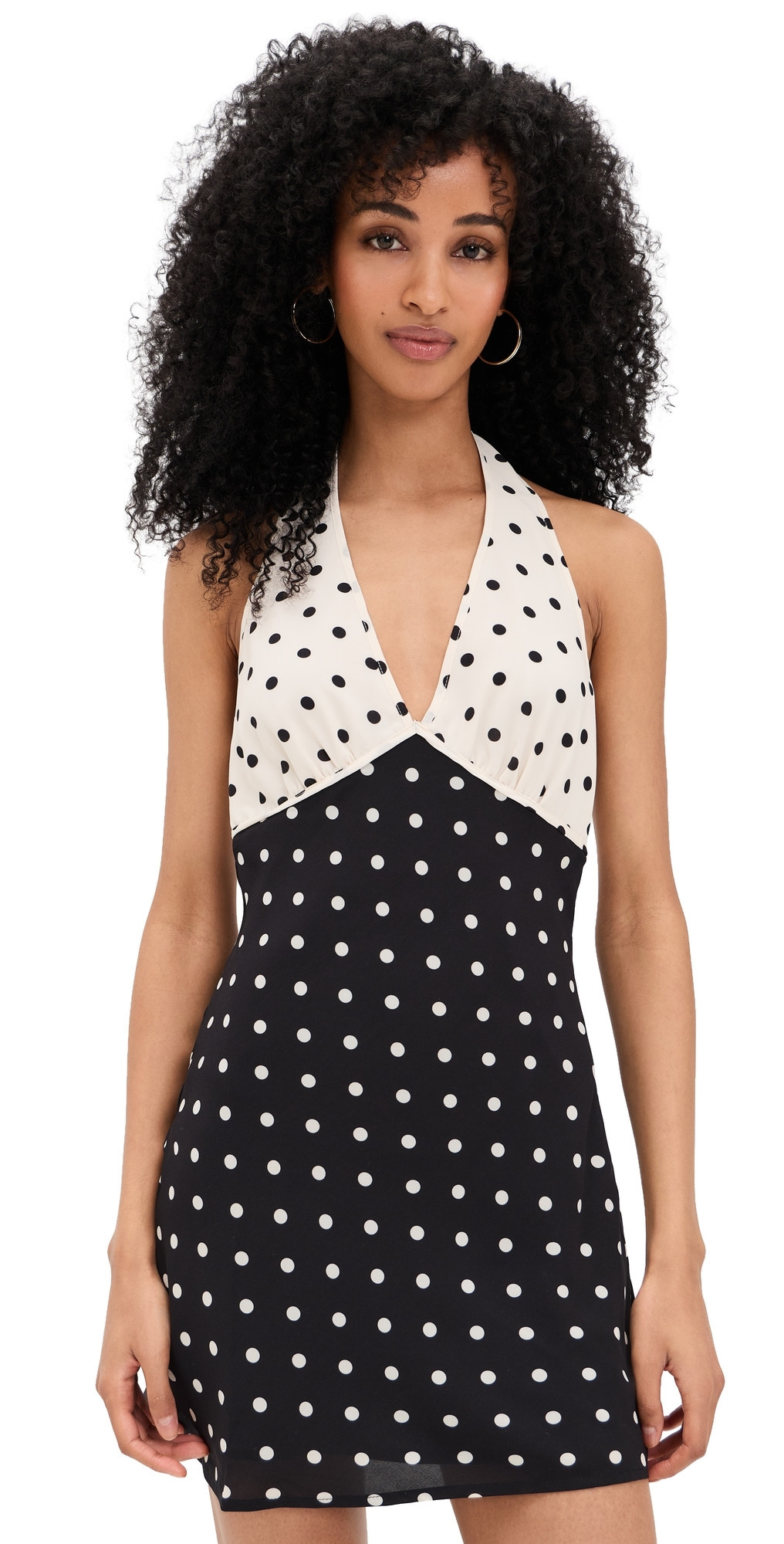 Bailey Rose Polka-Dot Mini Dress Black/Cream L | Shopbop
