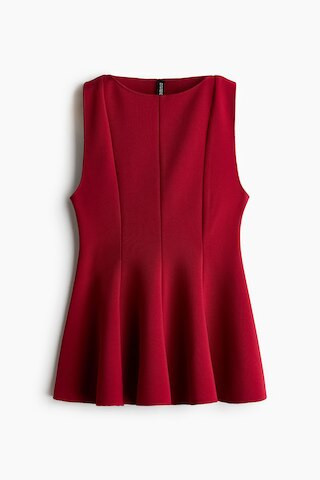 H & M - Sleeveless Peplum Top - Red | H&M (US + CA)