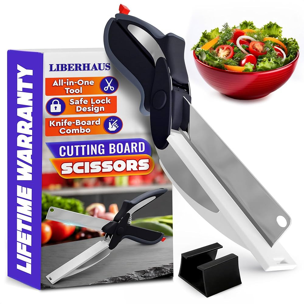 Kitchen Scissors for Food – 2-in-1 Cutting Board Scissors & Knife with Locking Mechanism & Stai... | Amazon (US)