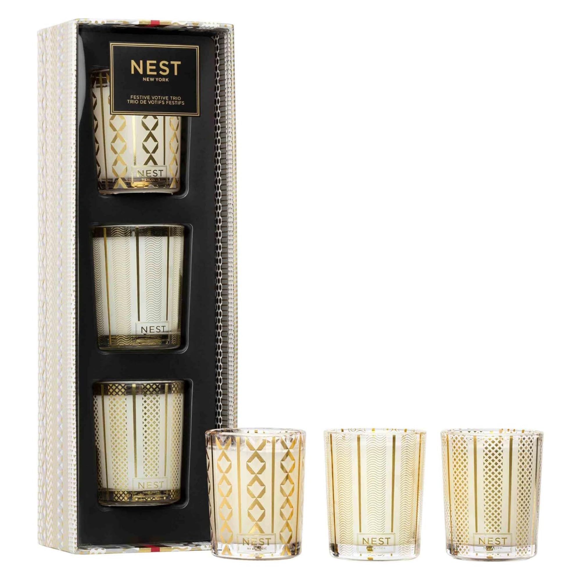 NEST New York Festive Scented Votive Christmas Candle Trio - 2 oz Each - Includes Holiday, Birchw... | Amazon (US)