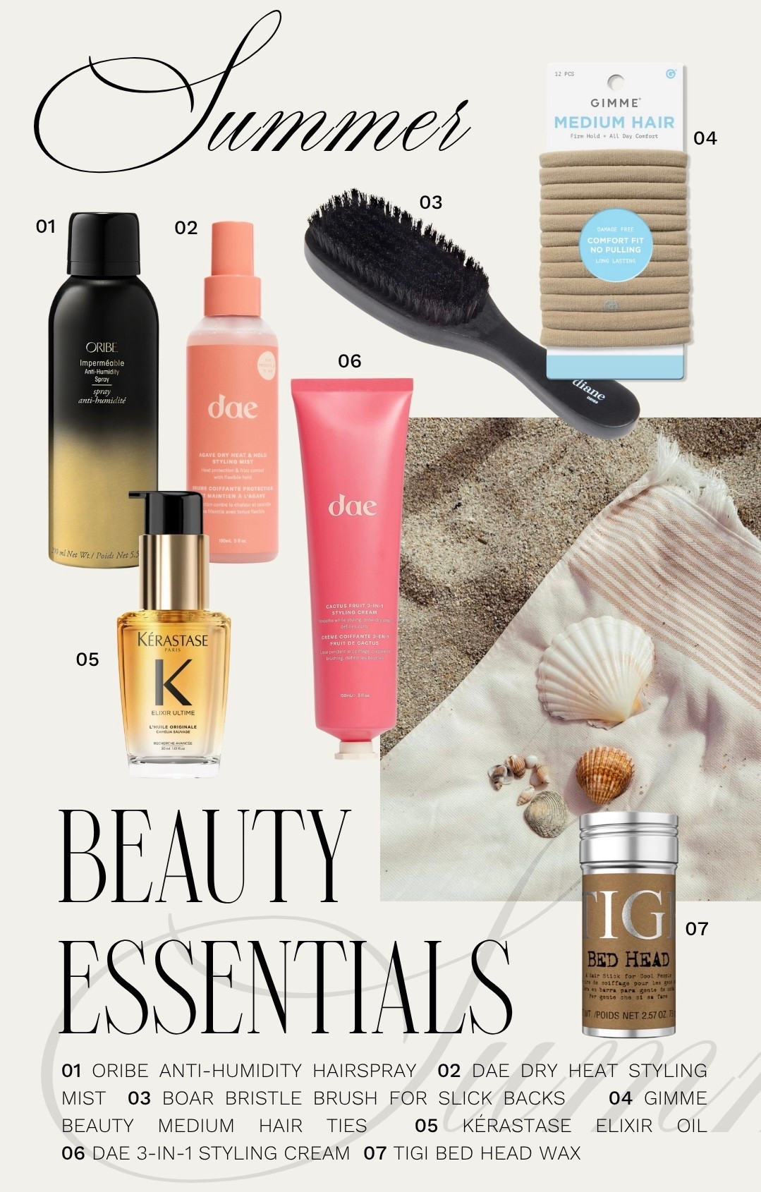 Summer beauty 〰️ hair essentials ☀️ summer hair esentials, summer beauty finds, summer beauty favorites, haircare favorites, hair styling essentials, hair styling products, hair styling favorites, hair oil, hair brush, scrunchies, oribe, dae, kerastase

#LTKBeauty #LTKSeasonal #LTKFindsUnder50