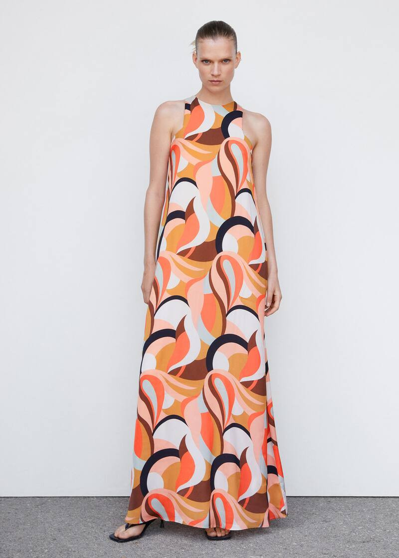 Printed halter gown | MANGO (US)