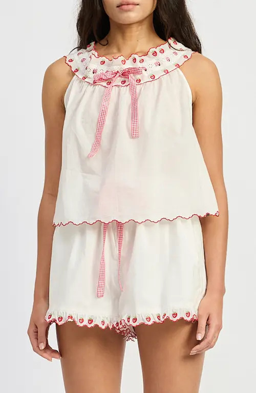 JACQUIE THE LABEL Bonnie Top in White Red at Nordstrom, Size Large | Nordstrom