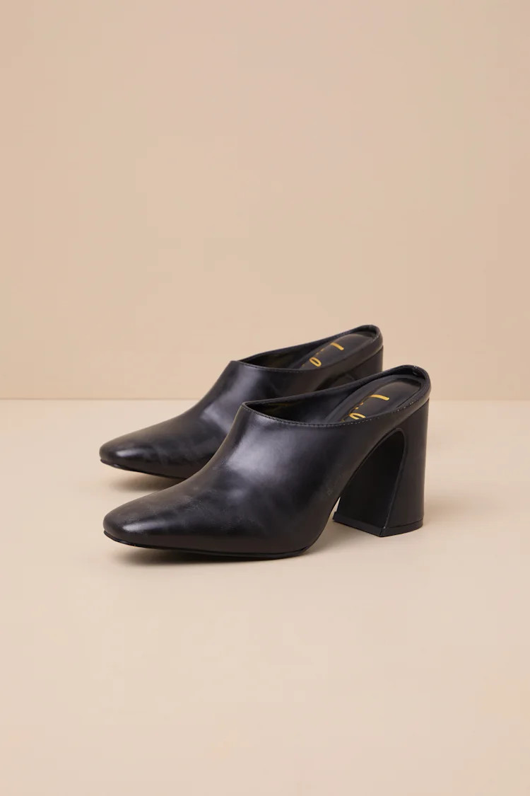 Londynn Black Square-Toe Mule Pumps | Lulus