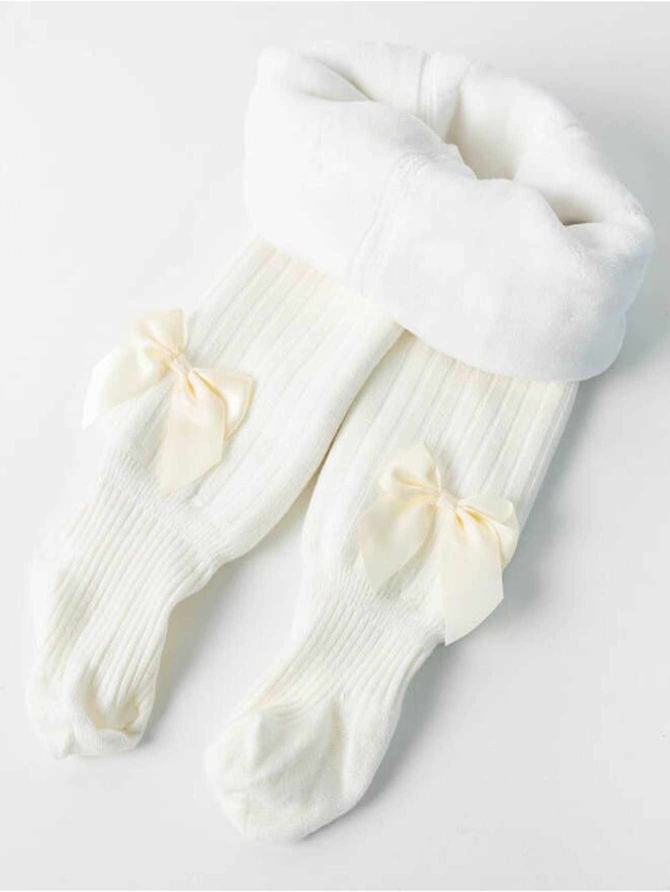 Toddler Girls Bow Decor Fleece Lined Tights | SHEIN