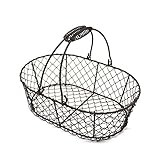 CVHOMEDECO. Oval Metal Wire Egg Basket Wire Fruit Basket with Handle Primitives Vintage Style Storag | Amazon (US)