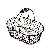 CVHOMEDECO. Oval Metal Wire Egg Basket Wire Fruit Basket with Handle Primitives Vintage Style Storag | Amazon (US)