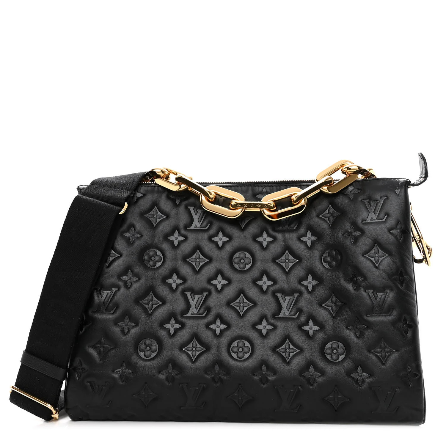 Lambskin Embossed Monogram Coussin MM Black | FASHIONPHILE (US)