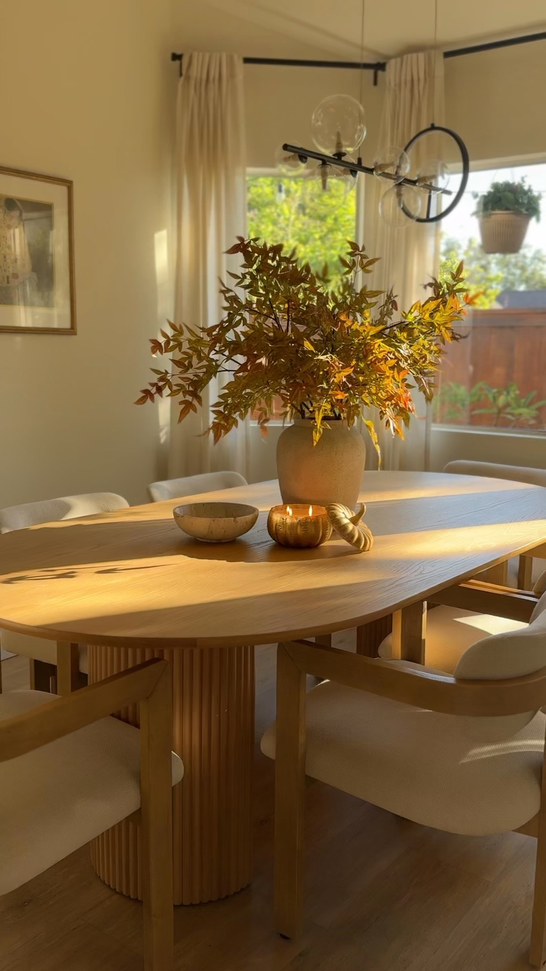 Who else is soaking up the cozy autumn vibes? 🍂 With a pumpkin spice latte in hand and that beautiful sunlight pouring in, my dining room has never felt more inviting. ☀️ These faux stems, with their lifelike details—from the delicate veins to the rich autumn hues—have completely transformed the space. It’s like bringing a piece of nature inside, without the fuss! 🌿✨ #CozyFeels #FauxFlorals #DiningRoomRefresh #AutumnDays

#LTKVideo #LTKU #LTKHome