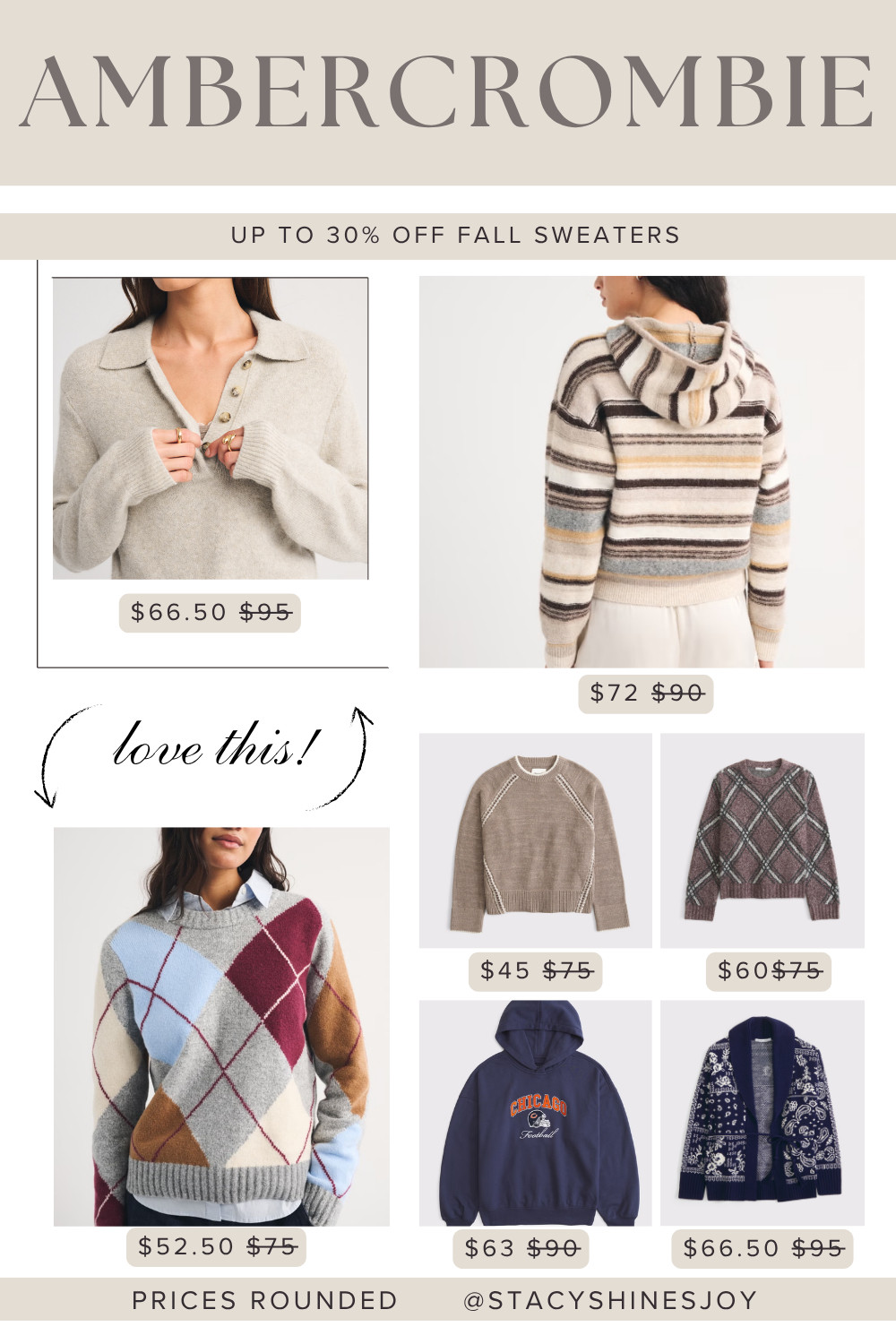 Up to 30% off some of the cutest and coziest fall sweaters I've seen.  I love all the layered looks Ambercrombie is showing with these sweaters and a collared shirt for a classy #falllook #fallsweaters #sweatersonsale #fallchic 

 #LTKOver40 #LTKSaleAlert #LTKWorkwear