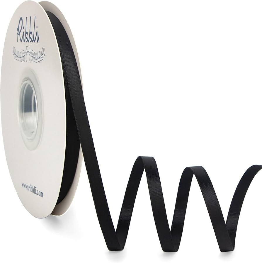 Ribbli Black Satin Ribbon,Double Faced Satin 1/4 inch x Continuous 50 Yards,Black Ribbon Use for ... | Amazon (US)