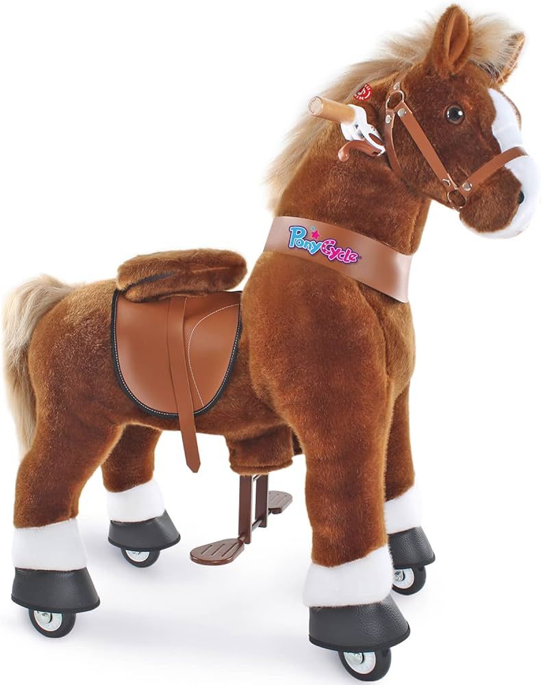 PonyCycle Official Classic U Series Ride on Horse Toy Plush Walking Animal Brown Horse Size 4 for Age 4-8 Ux424 | Amazon (US)