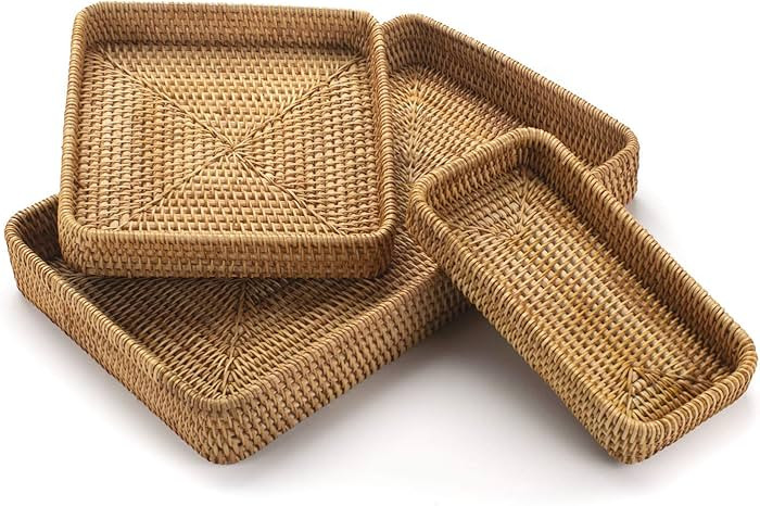 Rattan Rectangular Tray, Wicker Serving Tray, Natural Woven Decorative Tray for Organizing Tablet... | Amazon (CA)