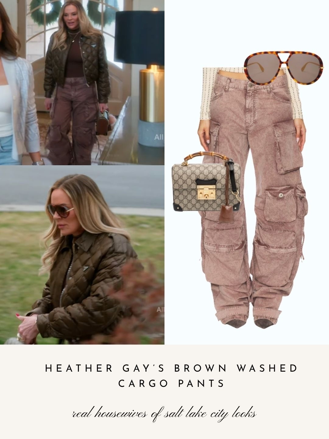 Heather Gay’s Brown Washed Cargo Pants