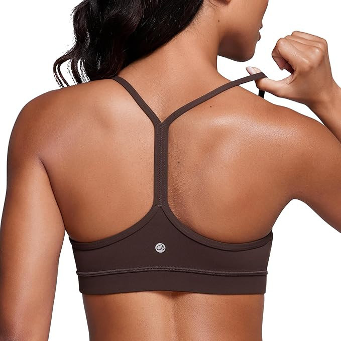 CRZ YOGA Butterluxe Womens Y Back Sports Bra - Padded Racerback Low Impact Spaghetti Thin Strap W... | Amazon (US)