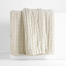 90"x90" Organic Cotton Gauze Throw Flax Beige + Reviews | Crate & Barrel | Crate & Barrel