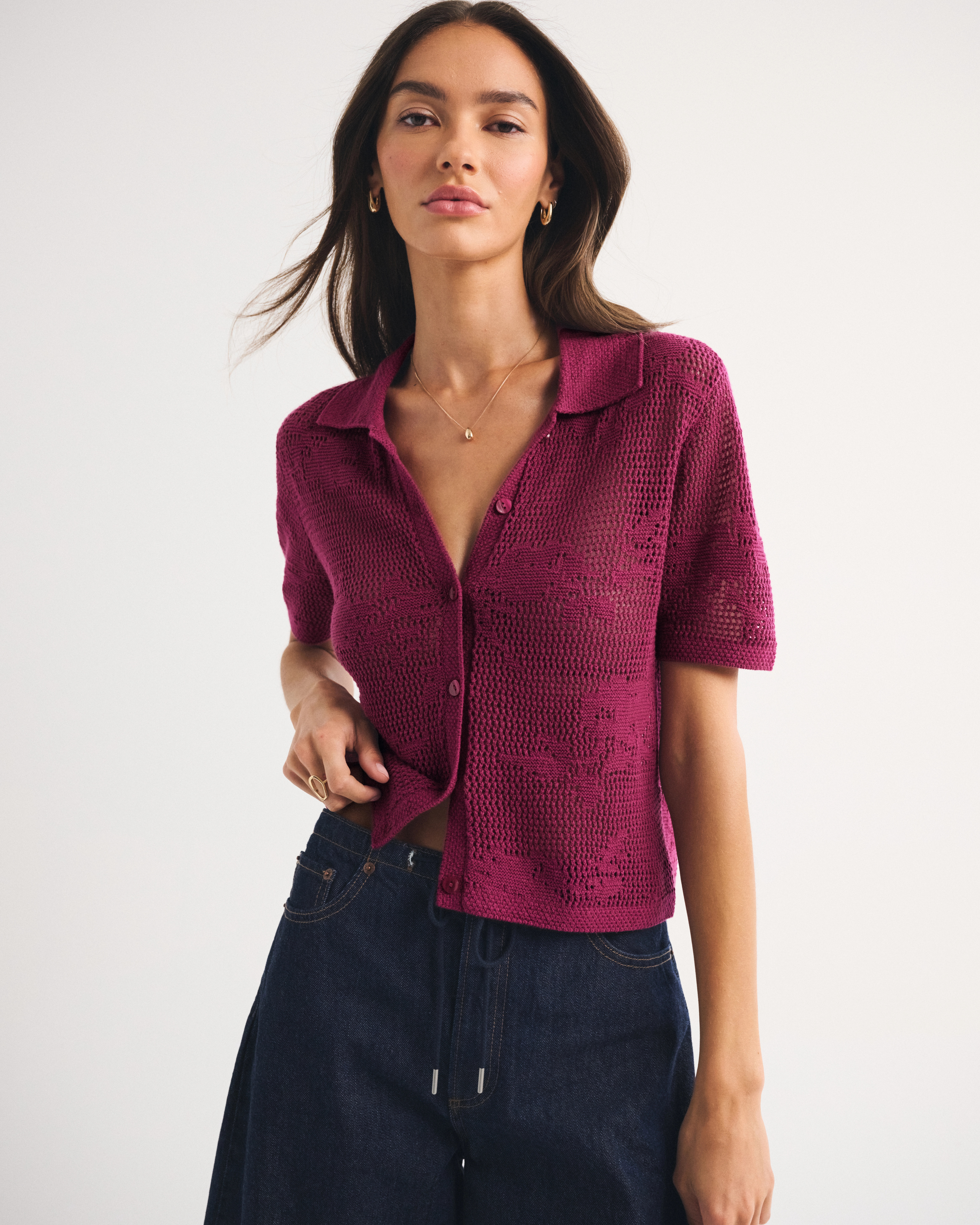 Floral Crochet Polo | Abercrombie & Fitch (US)
