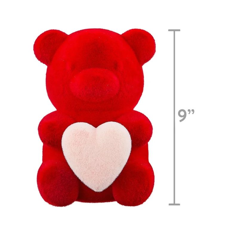 Valentine's Day 8 in Large Flocked Red Bear Decor by Way To Celebrate - Walmart.com | Walmart (US)