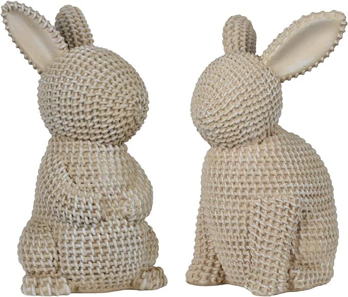 2Pcs Spring Easter Bunny Decorations Woven Rattan Rabbit Easter Garden Sculptures Rabbits Figurin... | Amazon (US)