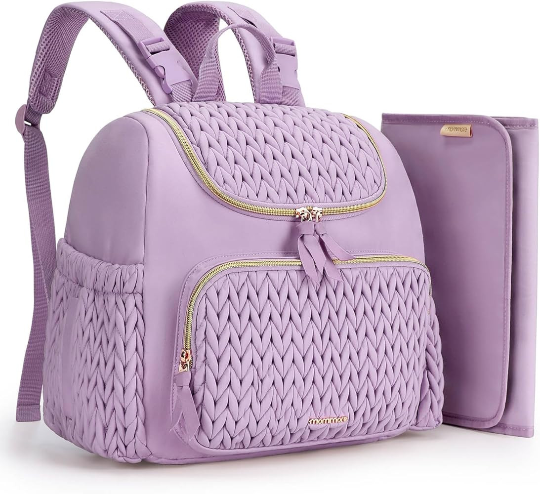 mommore Diaper Bag Small Diaper Backpack Stylish Baby Travel Backpacks with Insulated Pockets, Ch... | Amazon (US)