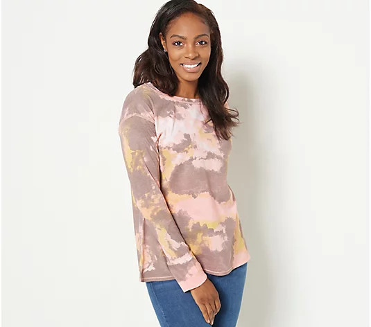 Seed to Style Organic Cotton Watercolor Print Long-Sleeve Top - QVC.com | QVC