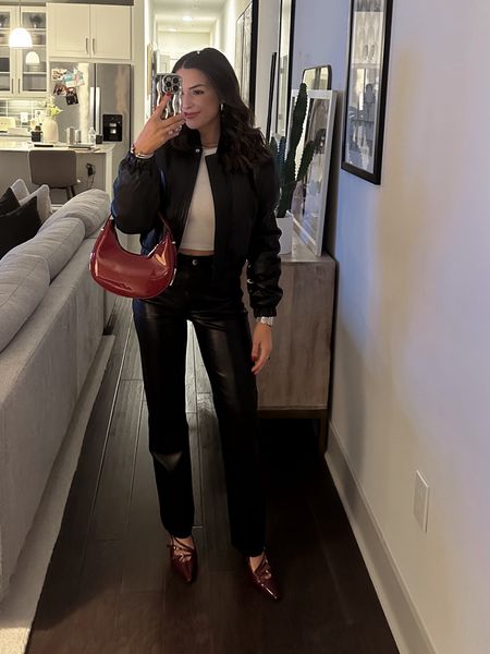 Girls night out outfit, black leather pants outfit 

#LTKfindsunder100 #LTKstyletip