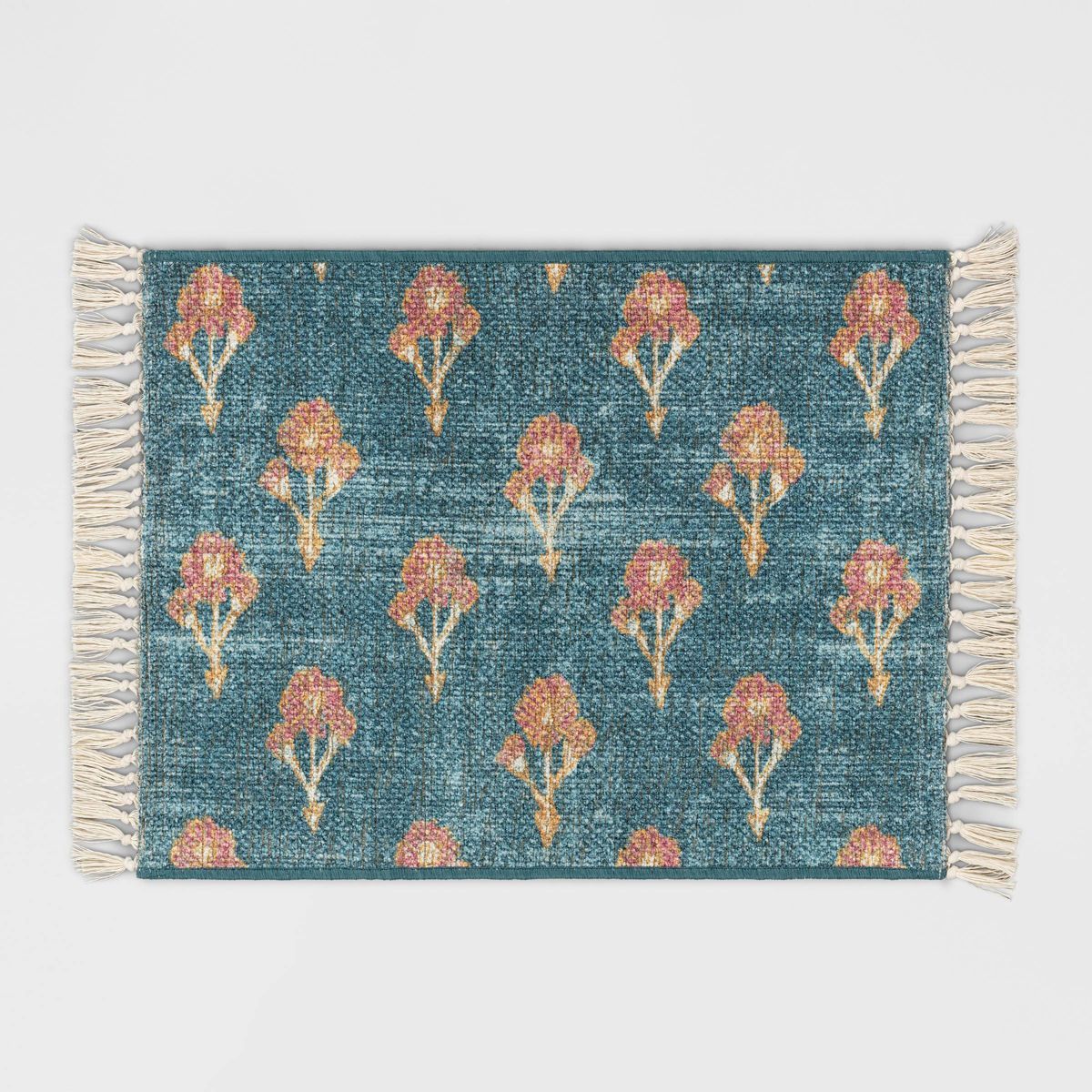 2'x3' Washable Floral Block Printed Accent Rug Blue - Threshold™ | Target