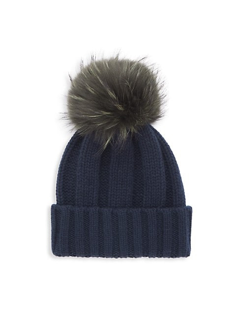 Fox Fur Pom-Pom Cabled Cashmere Beanie | Saks Fifth Avenue