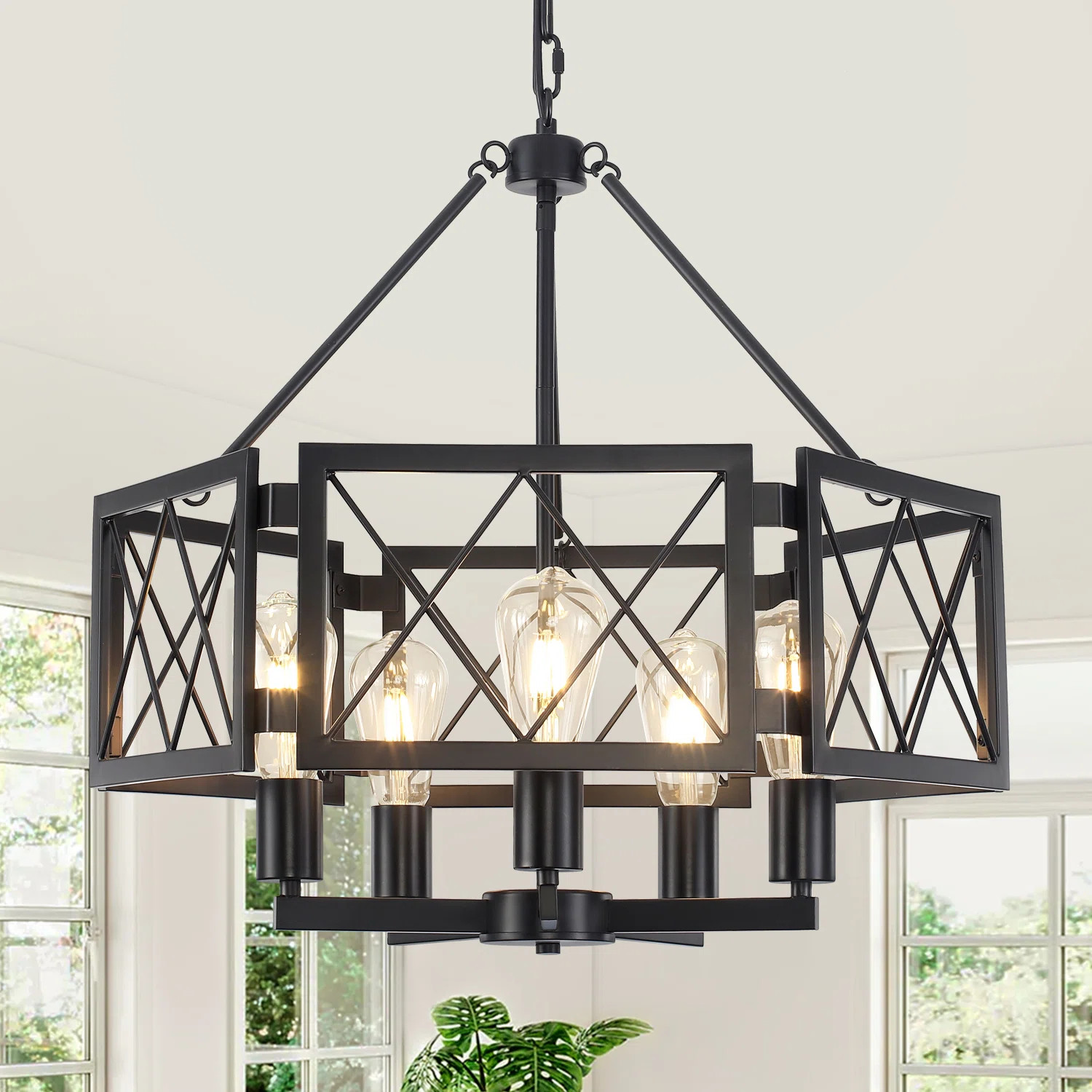 Melisia 5 - Light 19.7‘’ Dimmable Drum Modern Chandelier for Living Room Kitchen Entryway Hal... | Wayfair North America