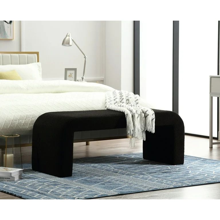 Dayalane Modern Bench, Fuzzy Upholstered End of Bed Bench 49" Entryway Bench Window Bench Seat, C... | Walmart (US)