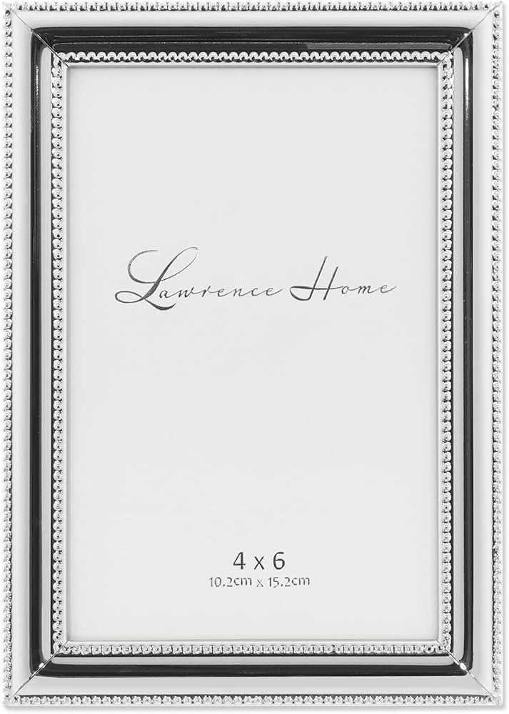 Lawrence Frames 510746 4x6 Metal Picture Frame Silver-Plate with Delicate Beading | Amazon (US)