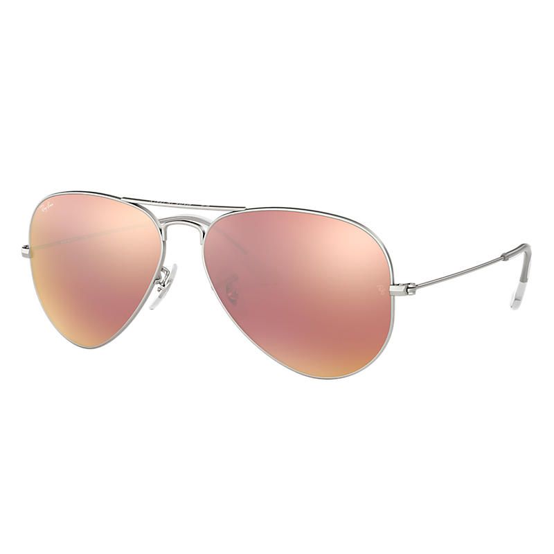 Ray-Ban Aviator Silver Sunglasses, Pink Flash Lenses - Rb3025 | Ray-Ban (US)