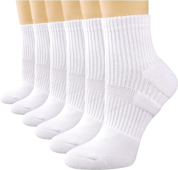 COOPLUS Womens Ankle Socks Athletic Running Cotton Quarter Socks for Women 6 Pairs | Amazon (US)