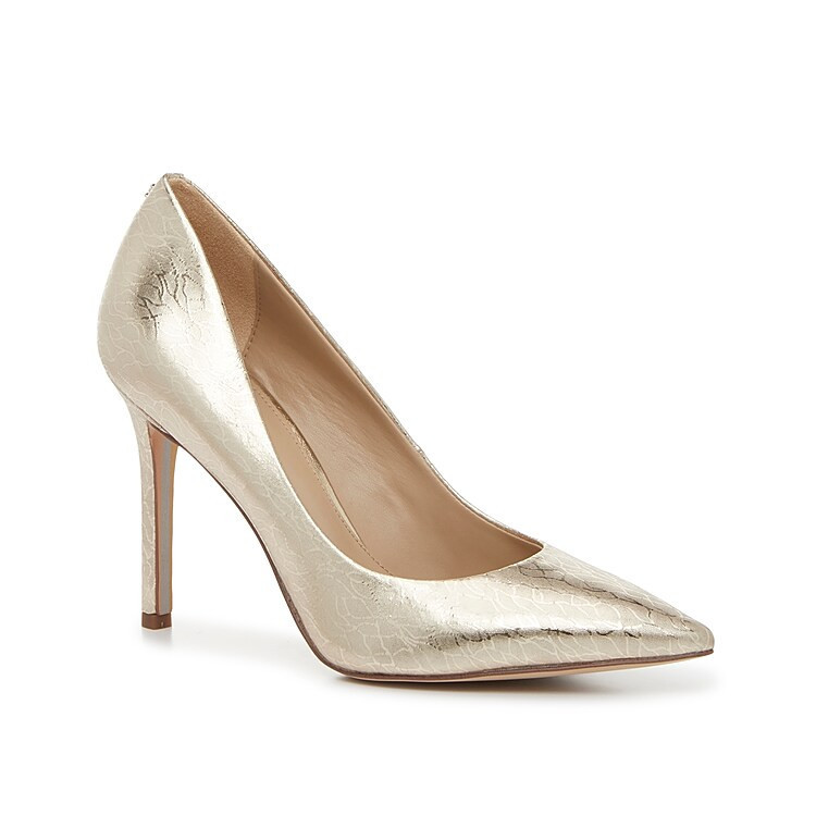 Sam Edelman Hazel Pump | Women's | Gold Metallic Crackle Leather | Size 8.5 | Pumps | DSW