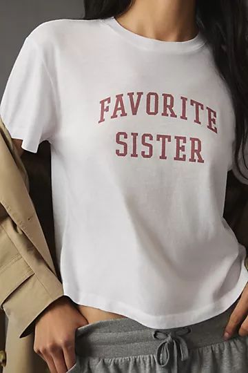 Favorite Daughter Favorite Sister Cropped Collegiate Tee | Anthropologie (US)