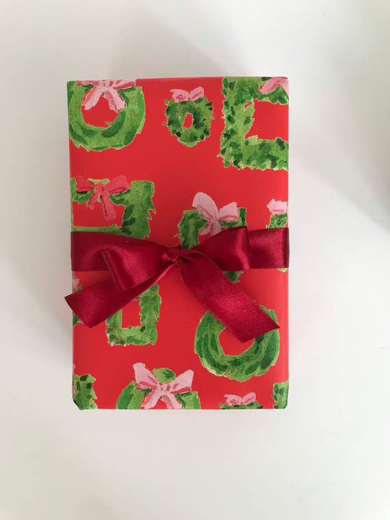 Wrapping Paper: Red Holiday Wreaths christmas Holiday Gift | Etsy | Etsy (US)