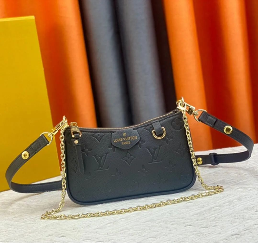Louis Vuitton Easy Pouch Leather Shoulder Bag Crossbody Embossed Flower Chain Handbag Mini Bags M... | DHGate
