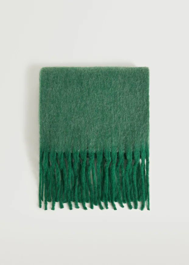 Fringed edge wool-blend scarf | MANGO (UK)