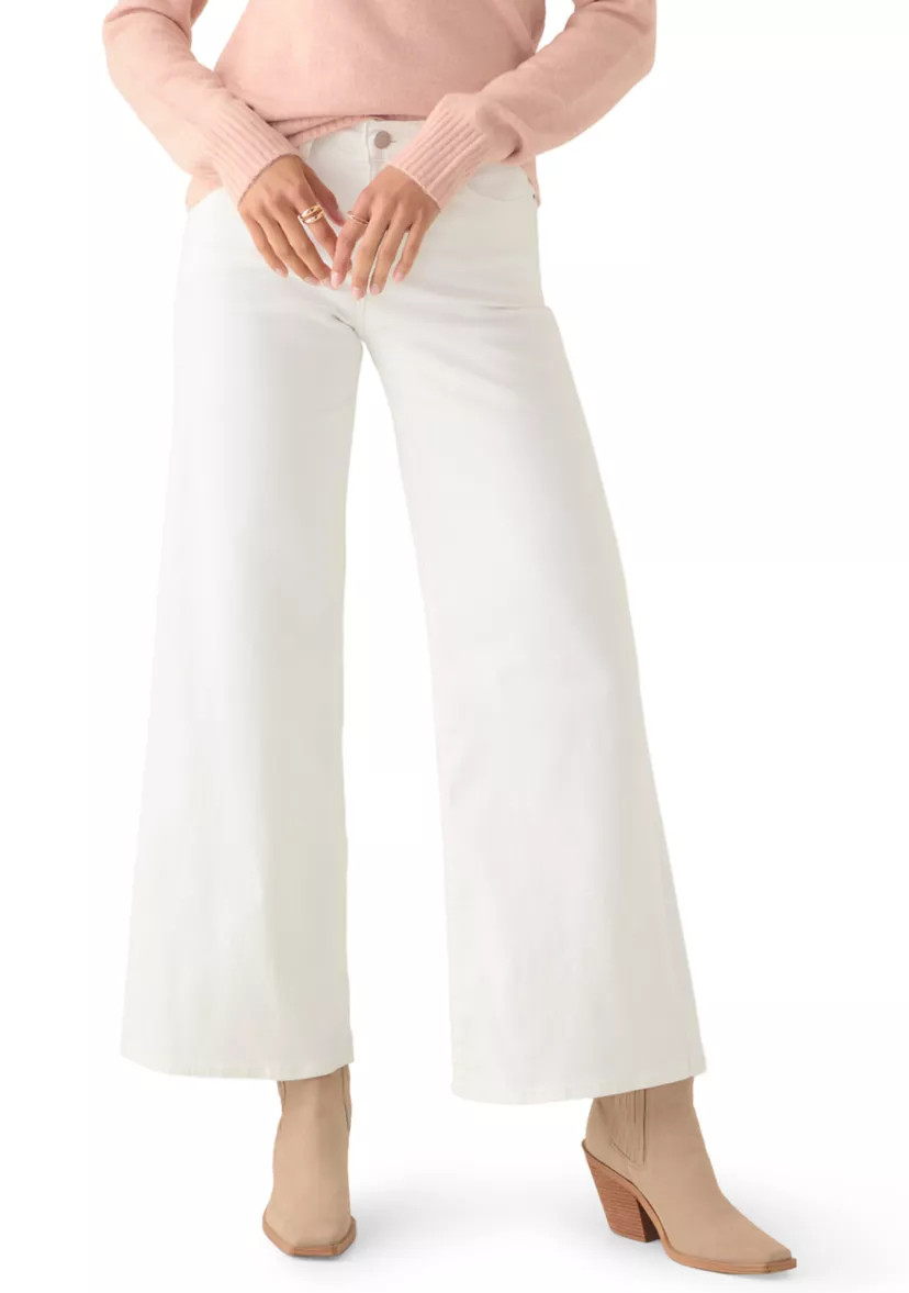 Shaping Wide Soft White Pants | Belk