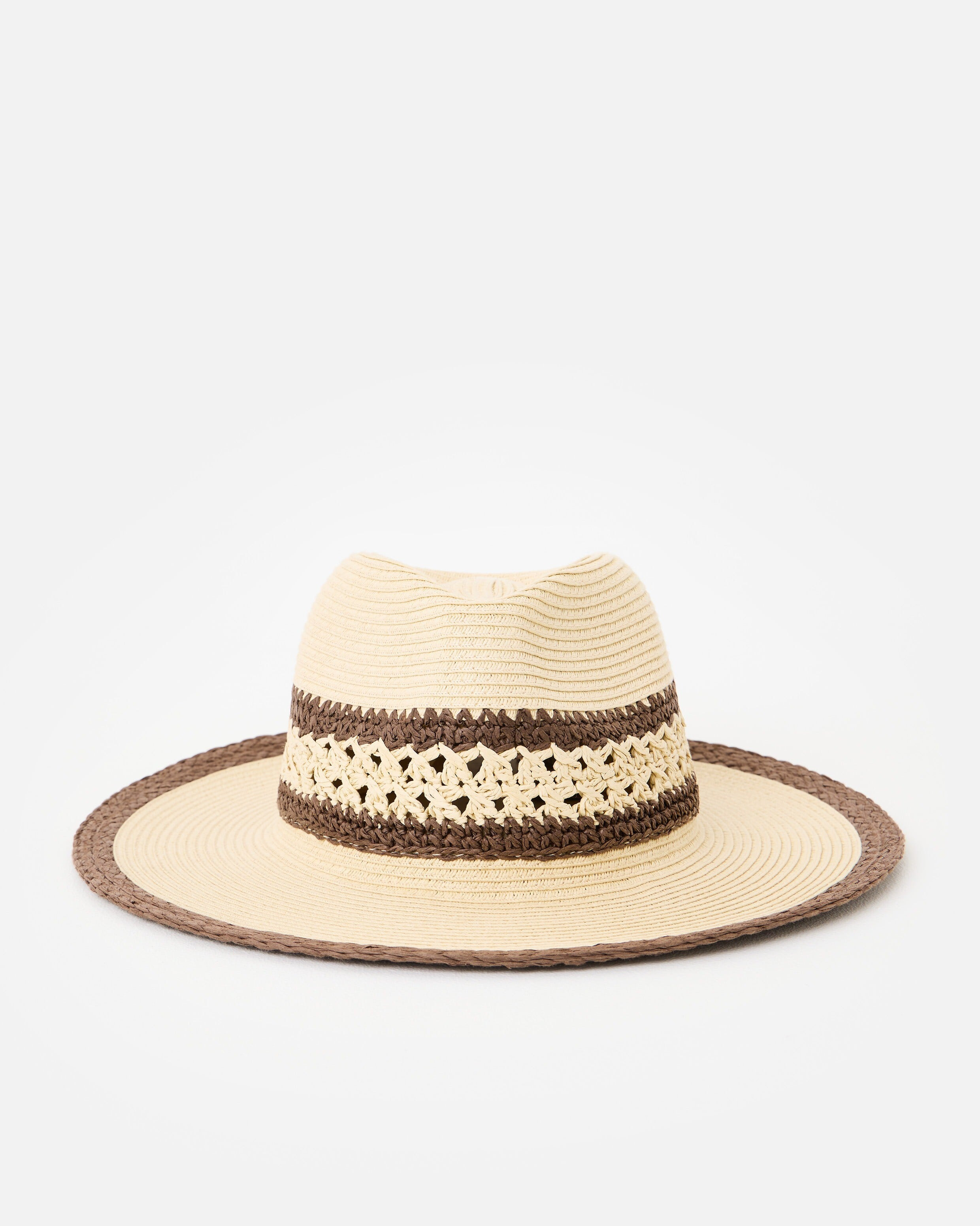 Cream & Brown Open Weave Fedora Hat | Oliver Bonas | Oliver Bonas (Global)