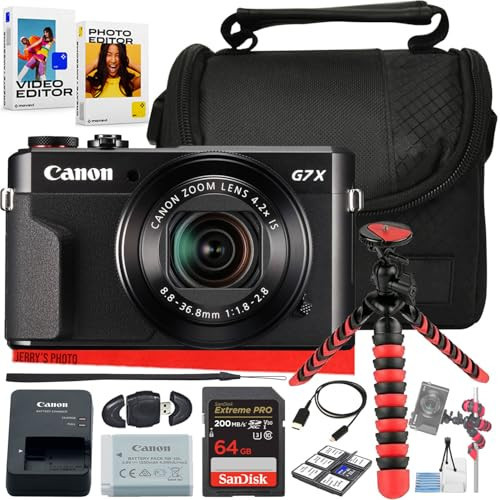 Canon PowerShot G7 X Mark II Digital Camera (Black) Bundle with 64GB Memory Card + Camera Case + Card Reader + Spider Tripod + More (11pc Bundle) (Renewed) | Amazon (US)