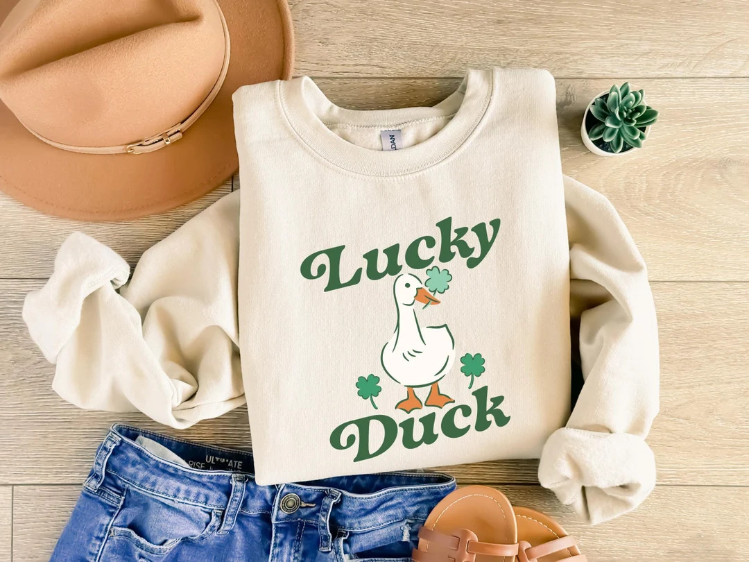 Lucky Duck St. Patrick Day Shirt, Mallard and Shamrocks Tshirt, Shamrock and Duck Printed Paddys ... | Etsy (US)