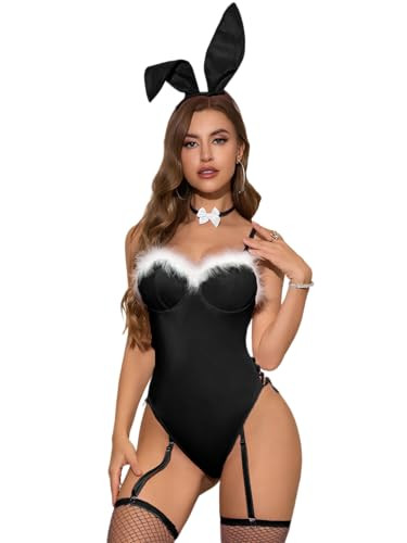 Neohouny Lingerie Set for Women Sexy One Piece Teddy Lingerie for Halloween Black S | Amazon (US)