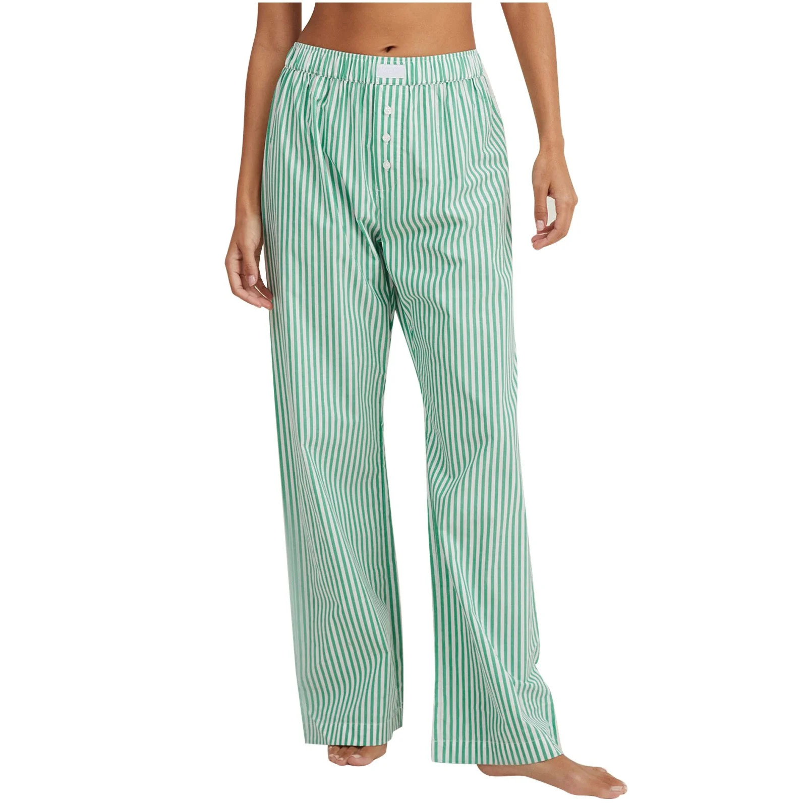 ABATAB Women's Summer Striped Pants Wide Leg Lounge Trendy Clothes Button Elastic Waist Loose Com... | Walmart (US)