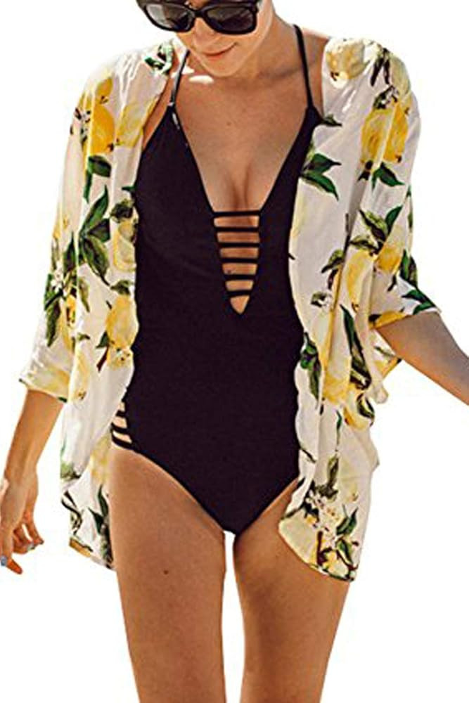 Yonala Summer Womens Beach Wear Cover up Swimwear Beachwear Bikini Cardigan | Amazon (US)
