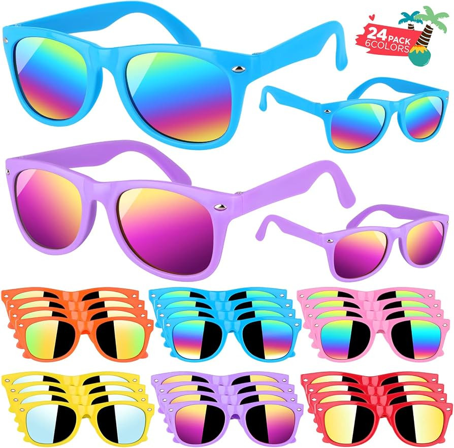 GINMIC Kids sunglasses bulk, Kids Sunglasses Party Favor, 24Pack Neon Sunglasses with UV400 Prote... | Amazon (US)